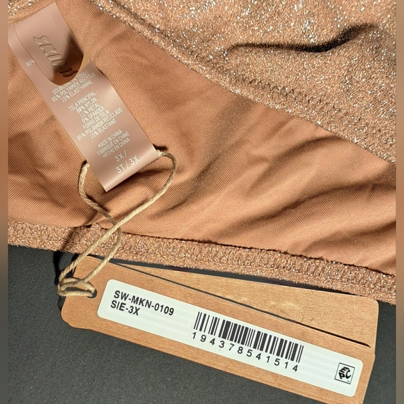 SKIMS Glitter Sparkle 1 Piece Swimsuit Sexy Monokini Sienna Nude Tan 22 24 3X - Picture 5 of 9